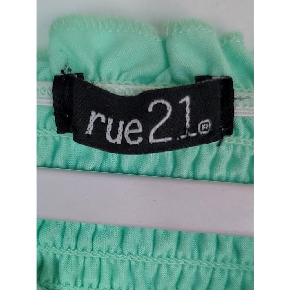 Rue21 Mint Green Smocked Ruched Off the Shoulder Crop Top Women's Size S - Picture 6 of 6